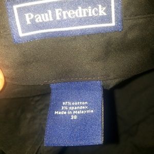 PAUL Frederick black dress slacks size 38/32 Black Cotton Flat Front NWOT